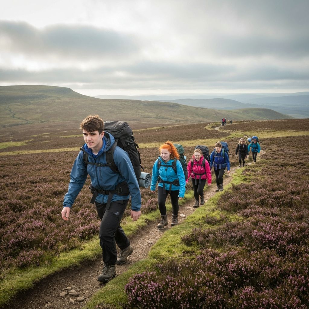 DofE students hiking on moorland