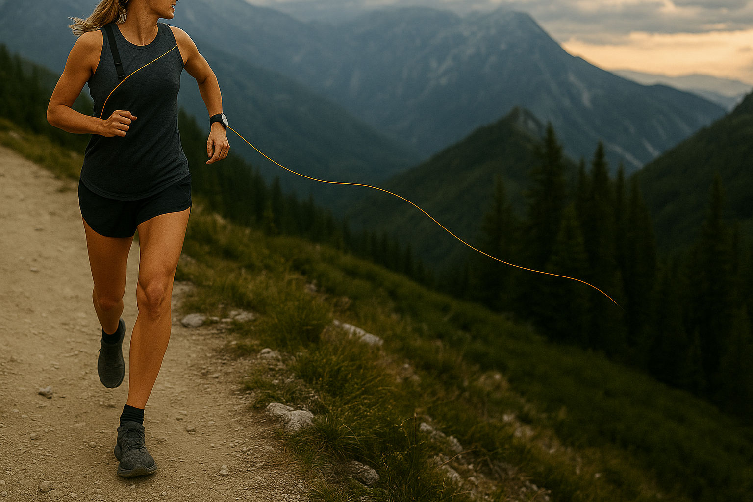 Mountain trail runner with GPS tracking